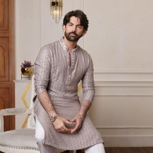 SOJANYA (Since 1958 Men's Cotton Rayon Shiny Thread Sequinned Only Long Kurta