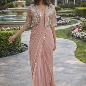 Lehenga Choli Indo-Western Draped Set For Womens And Girls Trending Embroidery Sequins work ready to wear saree with full koti Wedding Piech